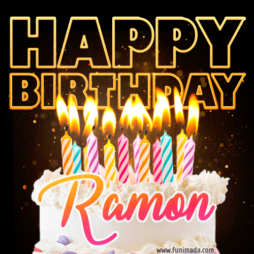 Ramon - Animated Happy Birthday Cake GIF for WhatsApp