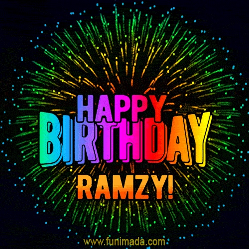 New Bursting with Colors Happy Birthday Ramzy GIF and Video with Music