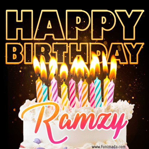 Ramzy - Animated Happy Birthday Cake GIF for WhatsApp