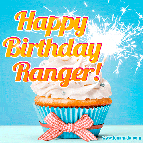 Happy Birthday, Ranger! Elegant cupcake with a sparkler.