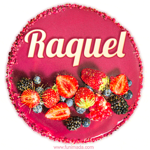 Happy Birthday Cake with Name Raquel - Free Download