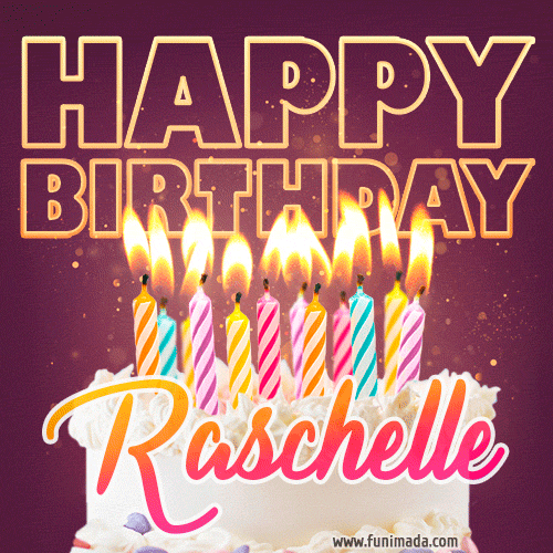 Raschelle - Animated Happy Birthday Cake GIF Image for WhatsApp