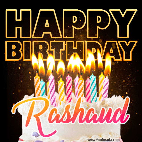 Rashaud - Animated Happy Birthday Cake GIF for WhatsApp
