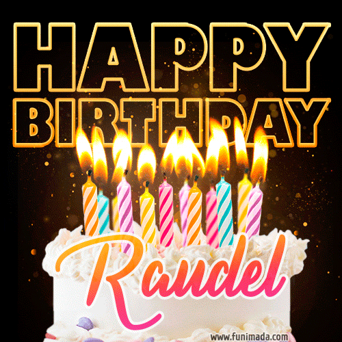 Raudel - Animated Happy Birthday Cake GIF for WhatsApp