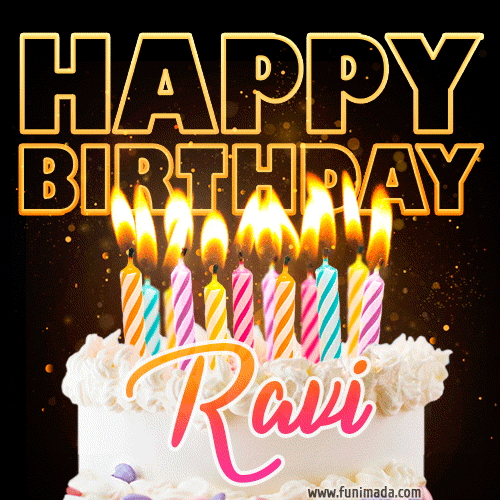 Ravi - Animated Happy Birthday Cake GIF for WhatsApp