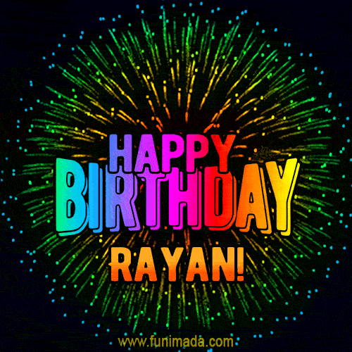 New Bursting with Colors Happy Birthday Rayan GIF and Video with Music
