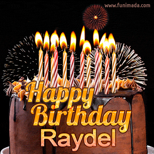 Chocolate Happy Birthday Cake for Raydel (GIF)
