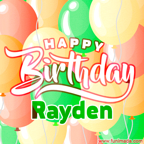 Happy Birthday Image for Rayden. Colorful Birthday Balloons GIF Animation.
