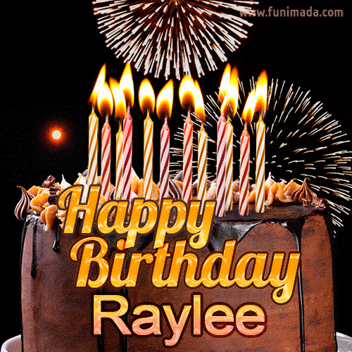 Chocolate Happy Birthday Cake for Raylee (GIF)