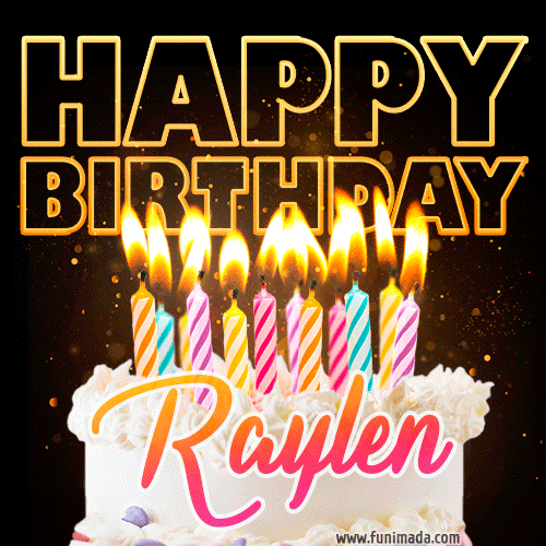 Raylen - Animated Happy Birthday Cake GIF for WhatsApp