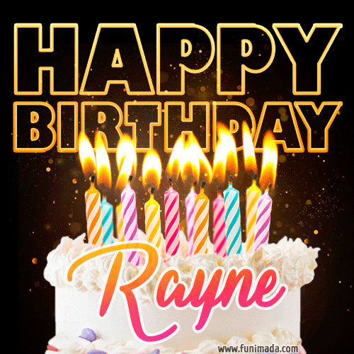 Rayne - Animated Happy Birthday Cake GIF for WhatsApp