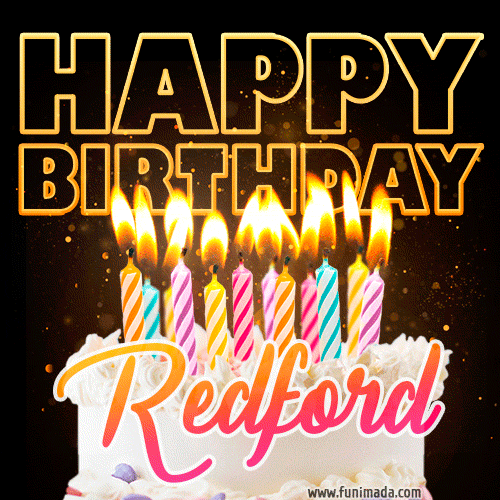 Redford - Animated Happy Birthday Cake GIF for WhatsApp