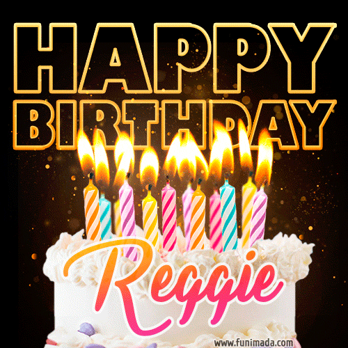 Reggie - Animated Happy Birthday Cake GIF for WhatsApp