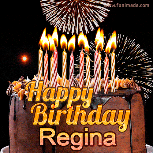 Chocolate Happy Birthday Cake for Regina (GIF)