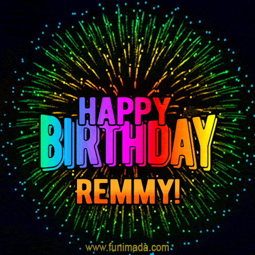 New Bursting with Colors Happy Birthday Remmy GIF and Video with Music