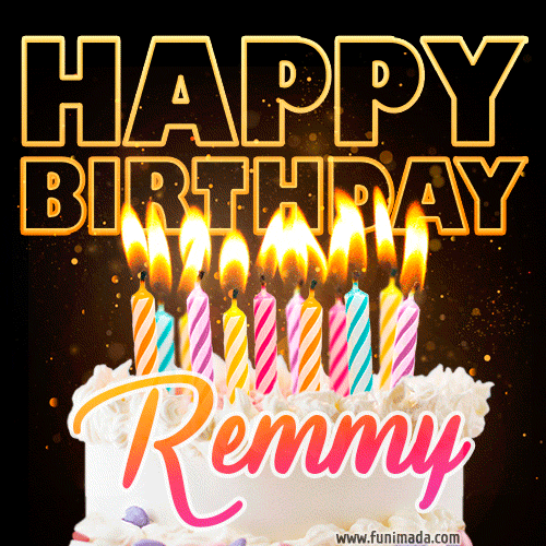 Remmy - Animated Happy Birthday Cake GIF for WhatsApp