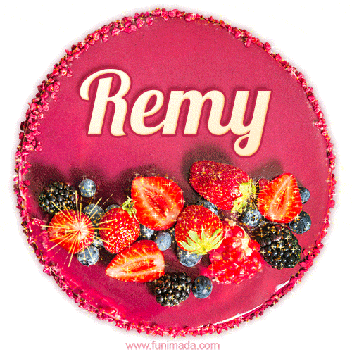 Happy Birthday Cake with Name Remy - Free Download