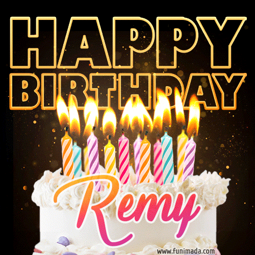 Remy - Animated Happy Birthday Cake GIF Image for WhatsApp