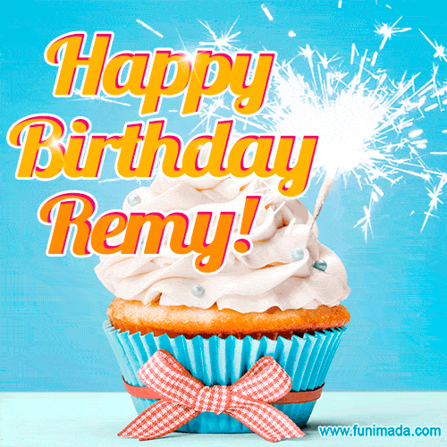 Happy Birthday, Remy! Elegant cupcake with a sparkler.