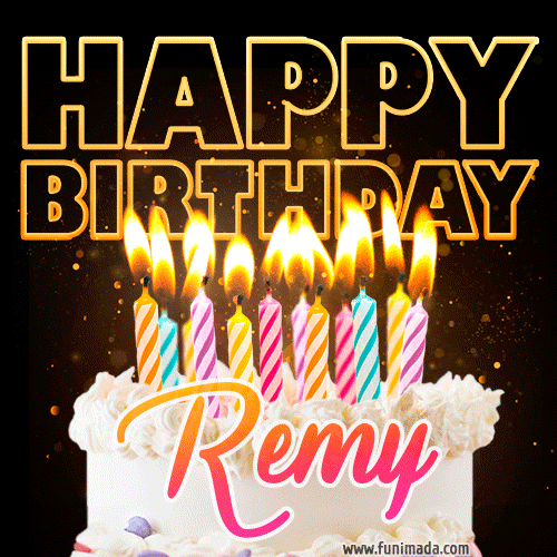 Remy - Animated Happy Birthday Cake GIF for WhatsApp