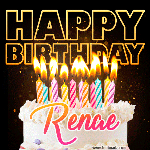 Renae - Animated Happy Birthday Cake GIF Image for WhatsApp