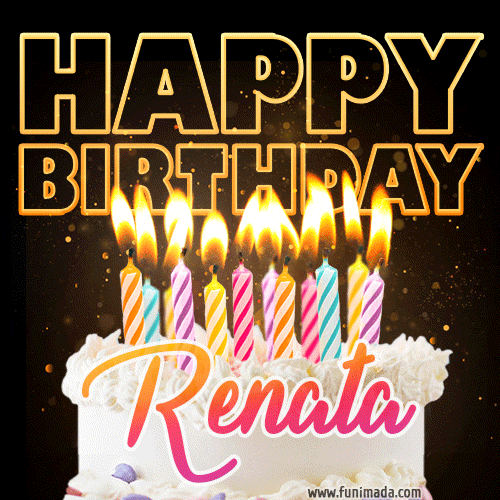 Renata - Animated Happy Birthday Cake GIF Image for WhatsApp