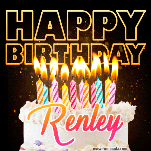 Renley - Animated Happy Birthday Cake GIF for WhatsApp