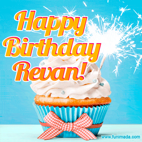 Happy Birthday, Revan! Elegant cupcake with a sparkler.