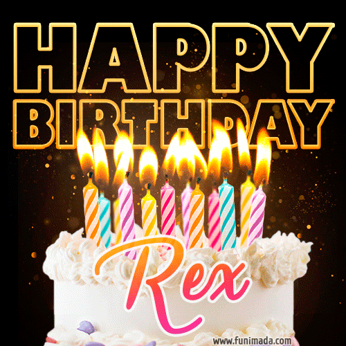 Rex - Animated Happy Birthday Cake GIF for WhatsApp