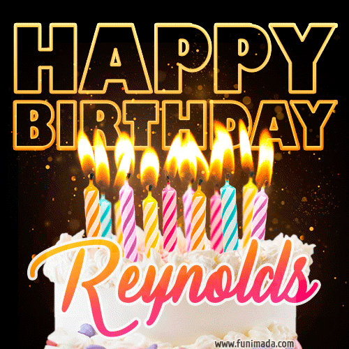Reynolds - Animated Happy Birthday Cake GIF for WhatsApp