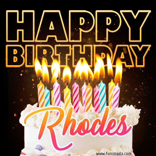 Rhodes - Animated Happy Birthday Cake GIF for WhatsApp