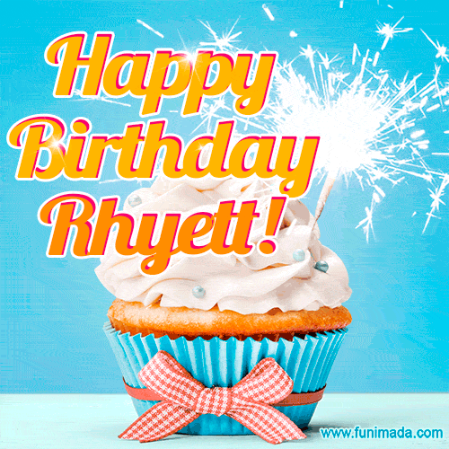 Happy Birthday, Rhyett! Elegant cupcake with a sparkler.