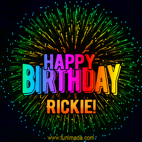 New Bursting with Colors Happy Birthday Rickie GIF and Video with Music