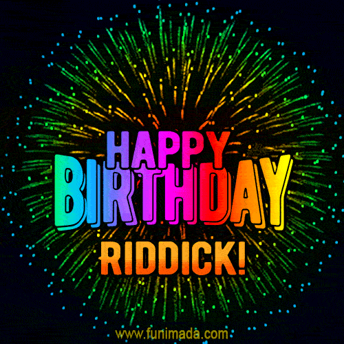 New Bursting with Colors Happy Birthday Riddick GIF and Video with Music
