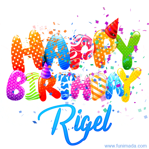Happy Birthday Rigel - Creative Personalized GIF With Name