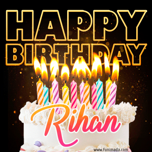 Rihan - Animated Happy Birthday Cake GIF for WhatsApp
