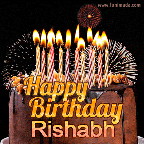 Chocolate Happy Birthday Cake for Rishabh (GIF)