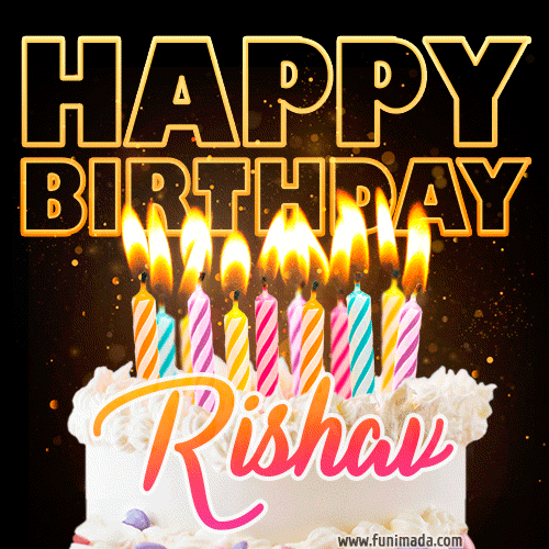 Rishav - Animated Happy Birthday Cake GIF for WhatsApp