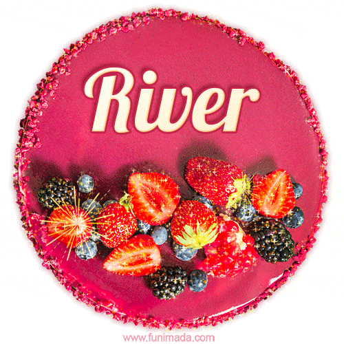 Happy Birthday Cake with Name River - Free Download
