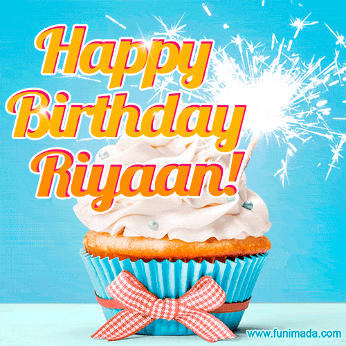 Happy Birthday, Riyaan! Elegant cupcake with a sparkler.