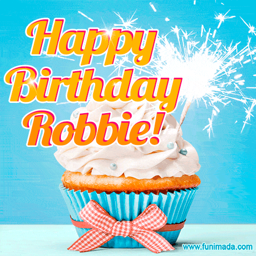 Happy Birthday, Robbie! Elegant cupcake with a sparkler.