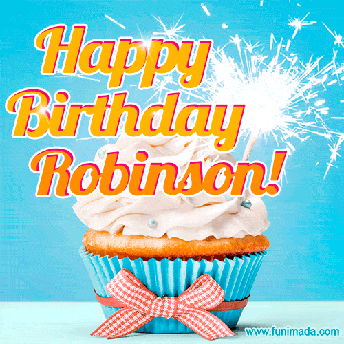 Happy Birthday, Robinson! Elegant cupcake with a sparkler.