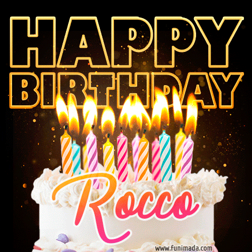 Rocco - Animated Happy Birthday Cake GIF for WhatsApp