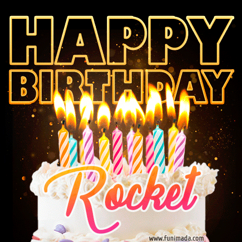 Rocket - Animated Happy Birthday Cake GIF for WhatsApp