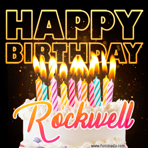 Rockwell - Animated Happy Birthday Cake GIF for WhatsApp