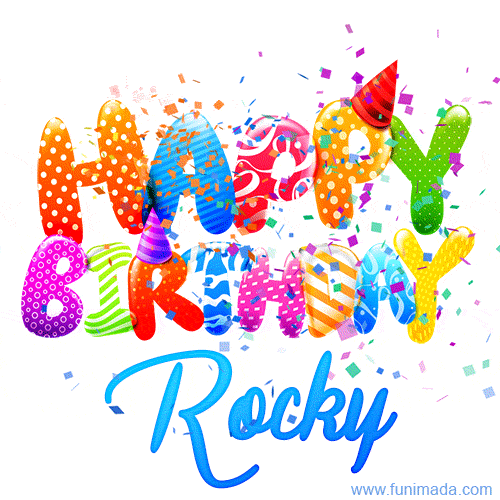 Happy Birthday Rocky - Creative Personalized GIF With Name