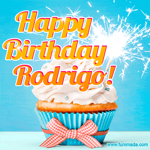 Happy Birthday, Rodrigo! Elegant cupcake with a sparkler.