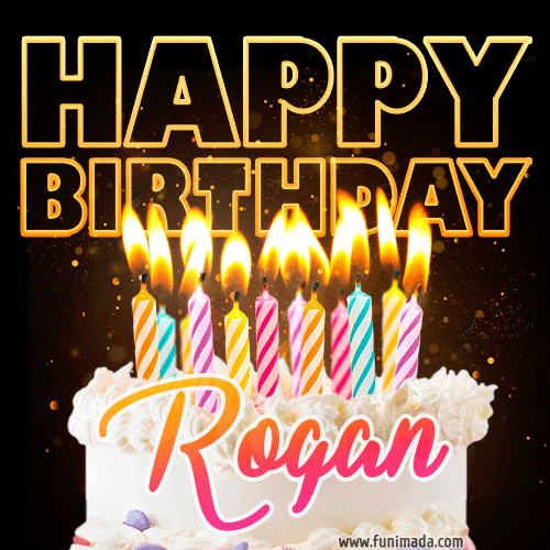 Rogan - Animated Happy Birthday Cake GIF for WhatsApp