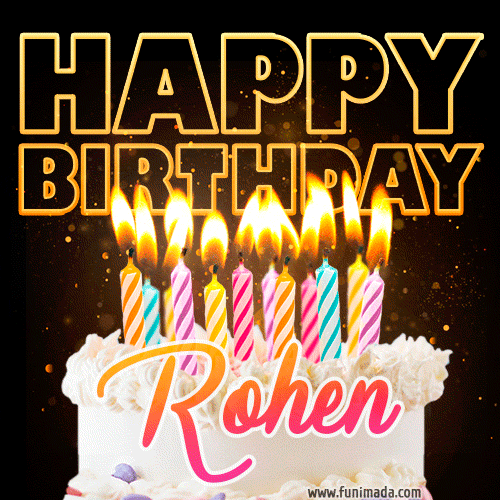 Rohen - Animated Happy Birthday Cake GIF for WhatsApp