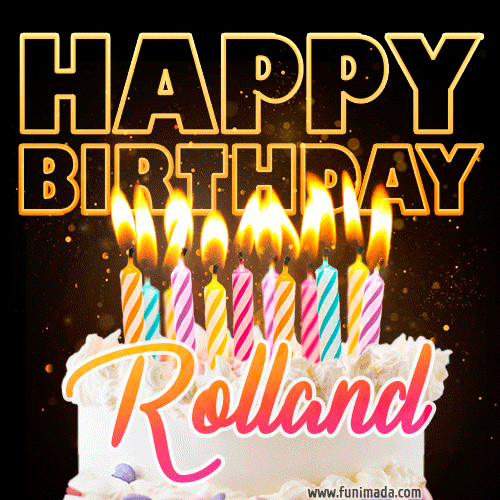 Rolland - Animated Happy Birthday Cake GIF for WhatsApp